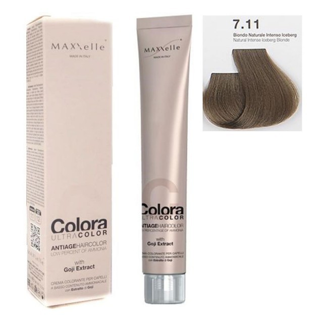 Blond mediu cenusiu intens 7.11 Vopsea Colora MaXXelle cu extract de Goji 100 ML