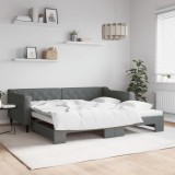 Cumpara ieftin Pat de zi cu extensie, gri &icirc;nchis, 100x200 cm, textil