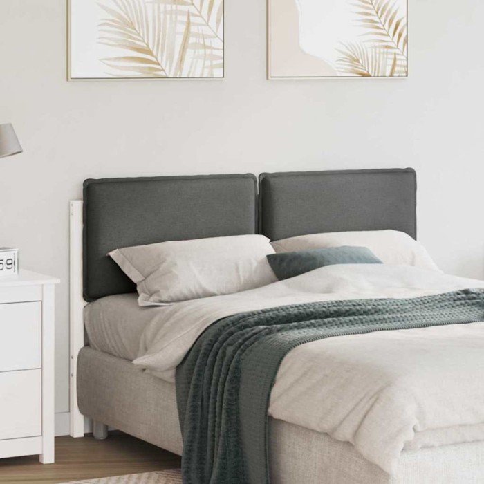 vidaXL Tăblie tapițată Alb și gri deschis 140 cm Lemn de pin masiv 880017