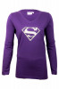 Bluza din bumbac Supergirl, pentru femei, imprimeu cu logo, Mov, Textiles Vertrauen