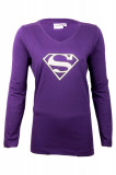 Cumpara ieftin Bluza din bumbac Supergirl, pentru femei, imprimeu cu logo, Mov, Textiles Vertrauen