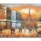 Tablou Paris pictat manual, turnul Eiffel, 90x60cm ulei pe panza in cutit efect 3D, gata de expus pe perete