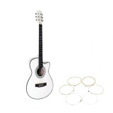 Cumpara ieftin Set corzi si chitara clasica din lemn, Cutaway alb, 95 cm