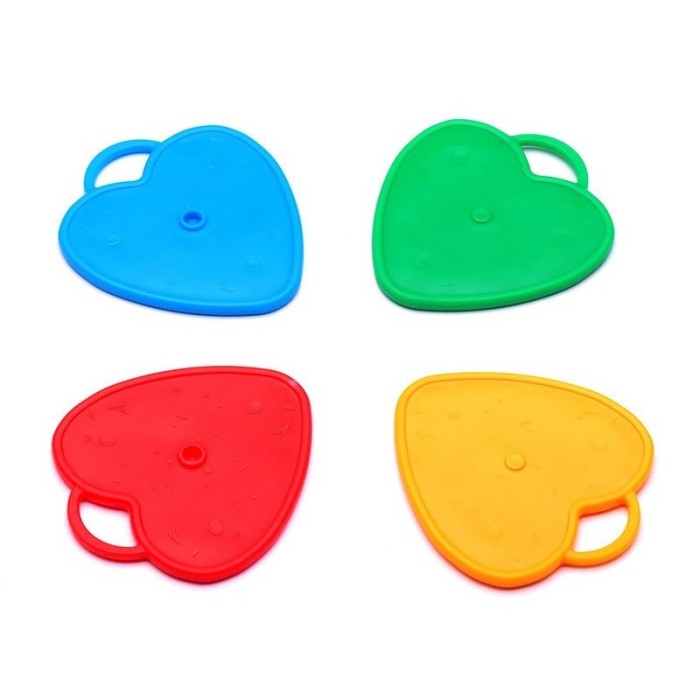 Set 4 greutati pentru baloanele cu heliu, flippy, 60 grame, 15 grame fiecare, plastic, forma inima, multicolor