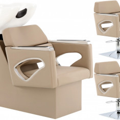 Set Scafă unitate de spălare profesională Bianka și 2x scaune de coafură hidraulice pivotante lavoar