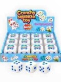 Jucarie antistres Squishy Zar Crunchy moale si elastic 5 cm alb cu puncte colorate