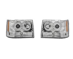 Set faruri tuning JEEP GRAND CHEROKEE (Z) 01.1994-1998, Taiwan, partea stanga+dreapta, cu semnalizare; cu lumina parcare fibra optica; Tip=USA; H1+H3