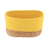 Coș Mare Rectangular Bumbac / Iarba De Mare 23X15X13.5 Cm &ndash; Galben / Bej | Organizatoare Baie