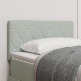 vidaXL Cap de pat LED cu butoane din cristal, tapitat, gri deschis, 80 cm, din catifea