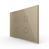 Cumpara ieftin Panou &icirc;ntrerupator touch cvadruplu Livolo din sticla, standard italian, auriu