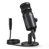 Microfon profesional pentru studio Maono PD100 XLR, dinamic, cardioid cu stand metalic, pentru Podcast, Streaming, Gaming