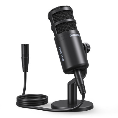 Microfon profesional pentru studio Maono PD100 XLR, dinamic, cardioid cu stand metalic, pentru Podcast, Streaming, Gaming foto