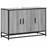 Cumpara ieftin Dulap pentru chiuveta de baie gri Sonoma 90x33x60 cm lemn