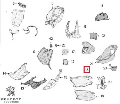 Carena laterala dreapta spate originala Peugeot Vivacity 3 L &amp;acirc;&amp;euro;&amp;ldquo; Vivacity 3 L Sportline 2T - Vivacity 3L 4T 50cc (rosie) foto