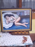 Tablou seminud pictura pe placaj semnat Anghel 1967