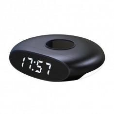 Ceas cu alarma Siegbert, 5-15 W, 2 A, 122 x 108 x 29 mm, incarcator wireless, Negru foto