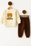 Cumpara ieftin Set bluzita si pantaloni bebelus &bdquo;Happy Bear&rdquo; - Maro (Marime Disponibila: 18-24