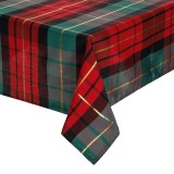 Fata de masă decorativă Crăciun carouri roșu verde lurex auriu, CMCLASS