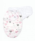 Sistem de infasare Baby swaddle Inimioare Bumbac Alb, Amy, 72x60 cm