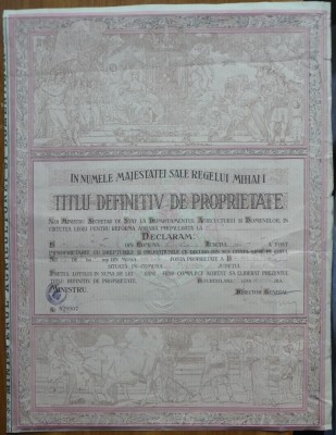 Titlu definitiv de proprietate Ferdinand I , 1921 , Constanta , improprietarire foto