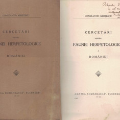 Cercetari Asupra Faunei Herpetologice A Romaniei - Constantin Kiritescu - 1930