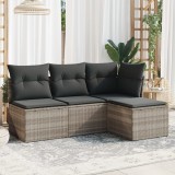 Gossi set canapea de gradina cu perne, 4 piese, gri deschis poliratan