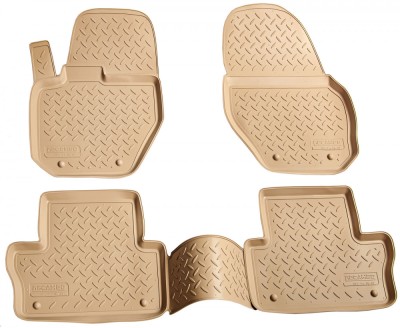 Set de 4 covorase bej cauciuc 3D stil tavita premium pentru Volvo XC60 2008-2017 foto