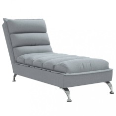 Sezlong cu perne, gri deschis, material textil foto