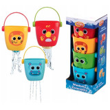 Cumpara ieftin Set 4 jucarii de baie, Dumel Discovery, Animal Buckets, Cu gauri, 12 luni+, Multicolor