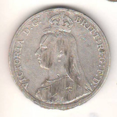 SV * Anglia ONE CROWN 1889 * ARGINT .925 * Regina Victoria