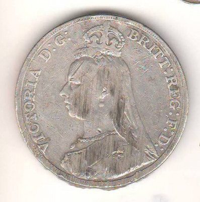 SV * Anglia ONE CROWN 1889 * ARGINT .925 * Regina Victoria foto