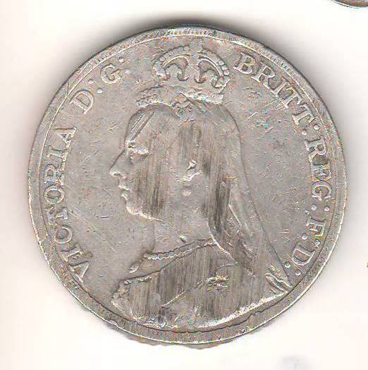 SV * Anglia ONE CROWN 1889 * ARGINT .925 * Regina Victoria