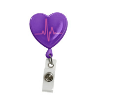 Ecuson retractabil &amp;amp;#8222;Purple EKG Heart&amp;amp;#8221; foto
