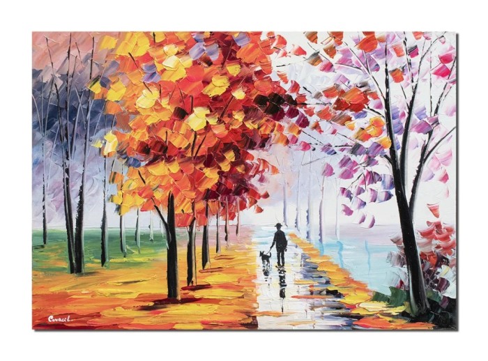 Tablou pictat manual, Armonie pastelata, 70x50cm ulei pe panza in cutit efect 3D, gata de expus pe perete