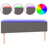 Cumpara ieftin Tablie de pat cu LED, gri, 160x5x78/88 cm, piele ecologica