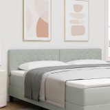 Cap de pat LED cu buton de cristal, tapițat, gri deschis, 90 cm, din catifea