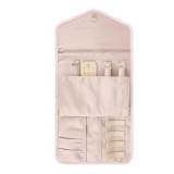 Organizator bijuterii, Pliabil, cu compartimente, Pentru voiaje, Inele, Lanturi, Cercei, 23x16x1.5cm, Vaxiuja, Pliabil, Roz
