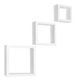 Set 3 etajere mdf alb Kvadro 25.4x8.7x25.4 cm