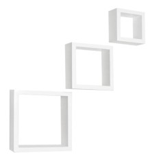 Set 3 etajere mdf alb Kvadro 25.4x8.7x25.4 cm