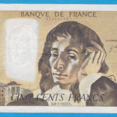 (1) BANCNOTA FRANTA - 500 FRANCS 1970 (8-1-1970), CU "PIN HOLES", MAI RARA