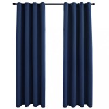 Cumpara ieftin Draperii opace cu inele metalice, 2 buc, albastru, 140 x 225 cm