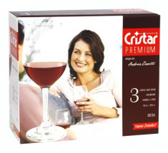 Set pahare pentru vin rosu 3 buc 298cc PREMIUM MN011229 CRISTAR foto