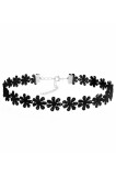 Colier Choker Negru cu Floricele Mici, Cristale, Aliaj Metalic, Multicolor, Sistem Inchidere Lobster, Colier Fashion Dama