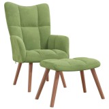 Cumpara ieftin Scaun de relaxare cu taburet, verde deschis, catifea