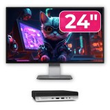 Cumpara ieftin Pachet Calculator Second Hand HP ProDesk 600 G5 Mini, Intel Core i5-8500T 2.10 - 3.50GHz, 8GB DDR4, 256GB SSD + Monitor 24&amp;quot;