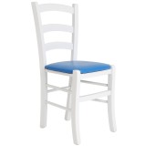 Scaun Paesana - cadru alb - imitatie piele albastru - 21898