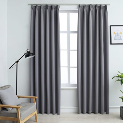vidaXL Draperii opace cu c&amp;acirc;rlige, 2 buc., gri, 140 x 245 cm foto