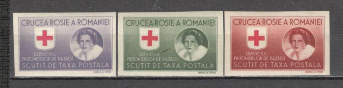 Romania.1946 Scutit taxa postala-Crucea Rosie nedantelate hartie alba CR.416