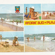 RF7 -Carte Postala- Eforie Sud, Plaja, circulata 1985