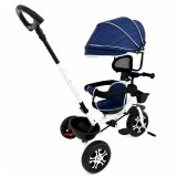 Tricicleta Evolutiva KD-X06 pentru copii, cu scaun rotativ 360&deg;, pozitie de somn si roti din cauciuc, 9 luni &ndash; 6 ani, albastru